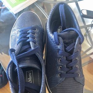 Worn Once, Beautiful MaxMara Lizard Blue Sneakers